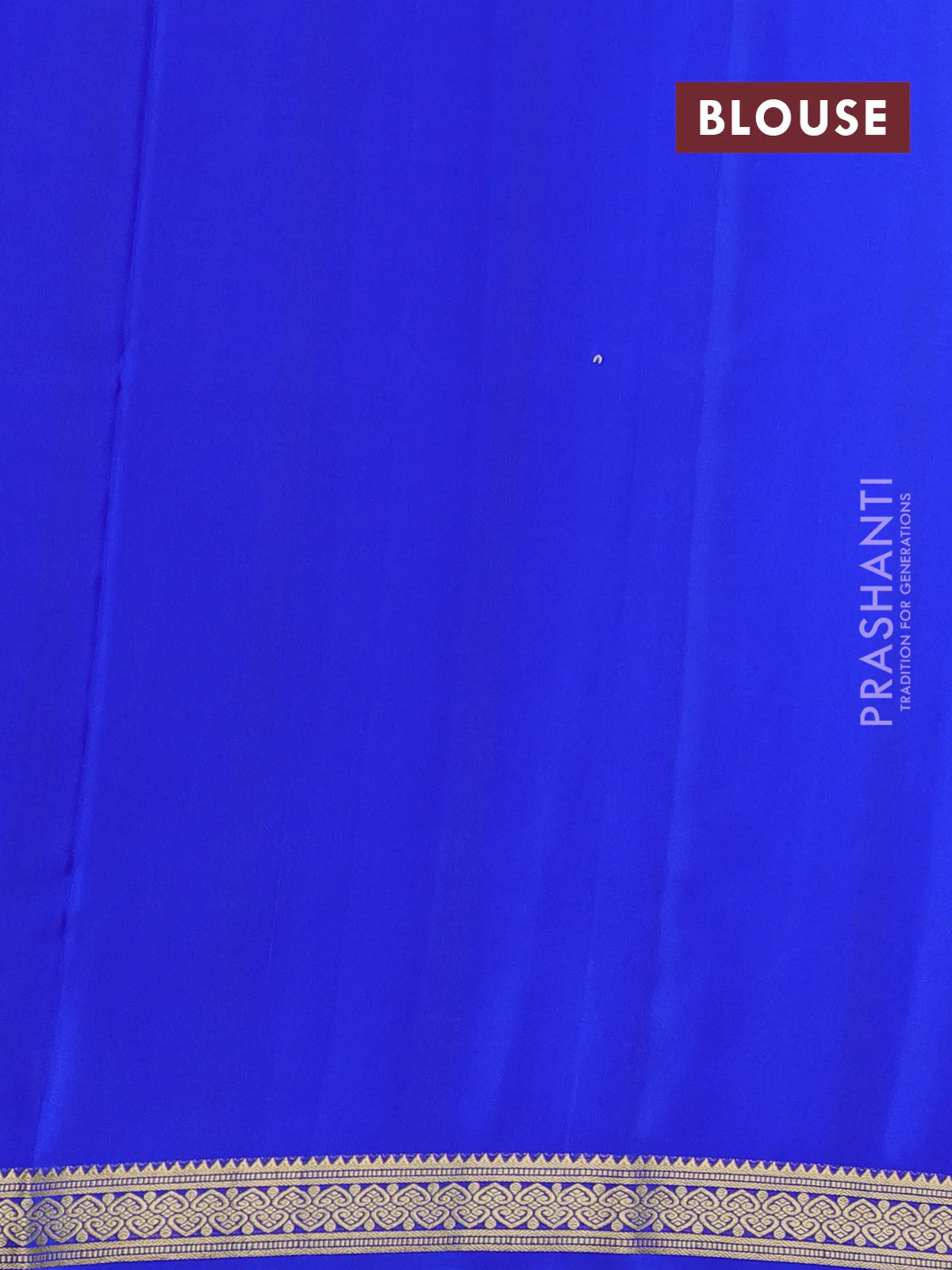 Pure mysore silk saree royal blue with allover zari small checked pattern and zari woven border - Image 3
