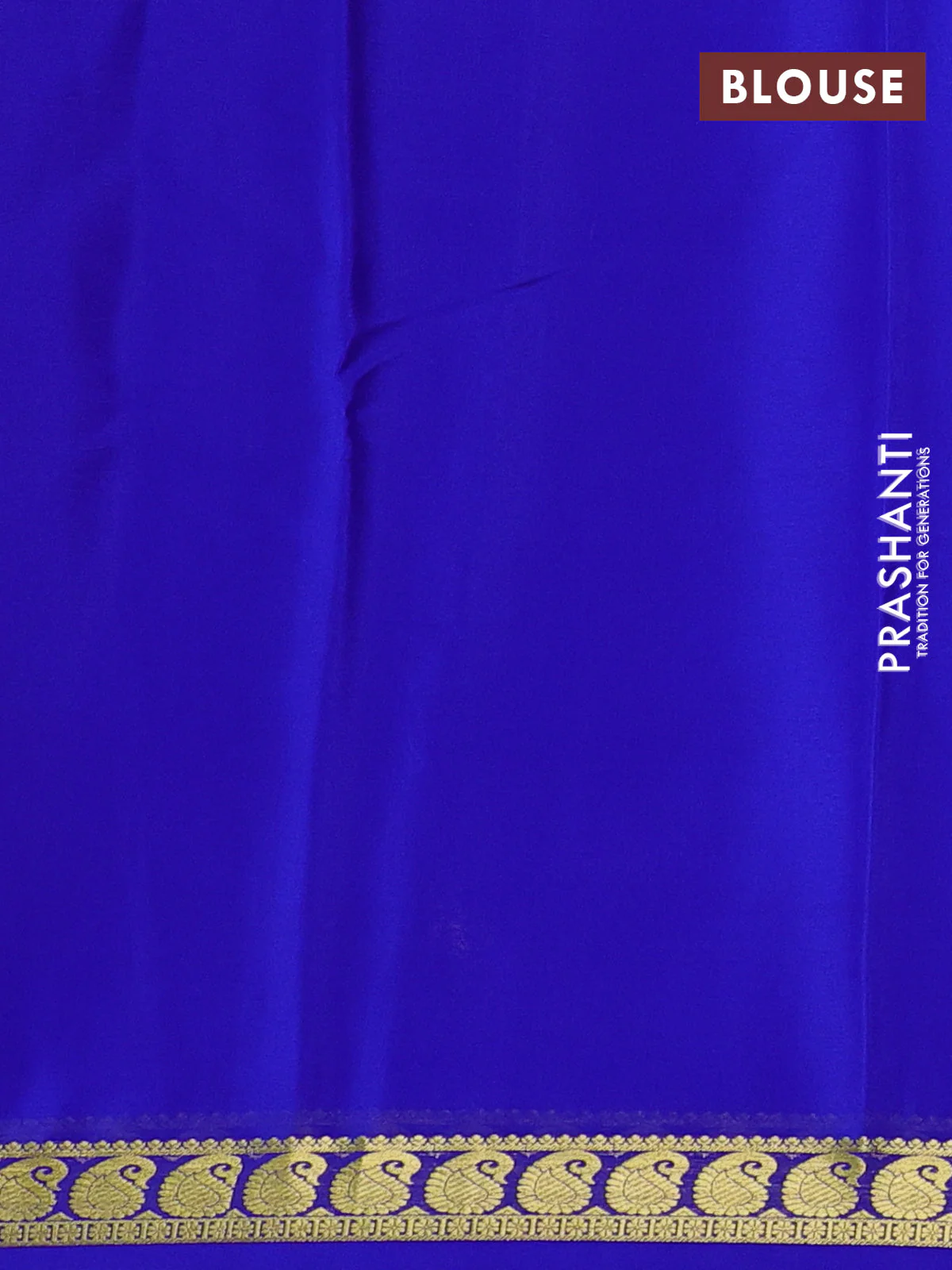 Pure mysore silk saree royal blue with plain body and paisley zari woven border - Image 3