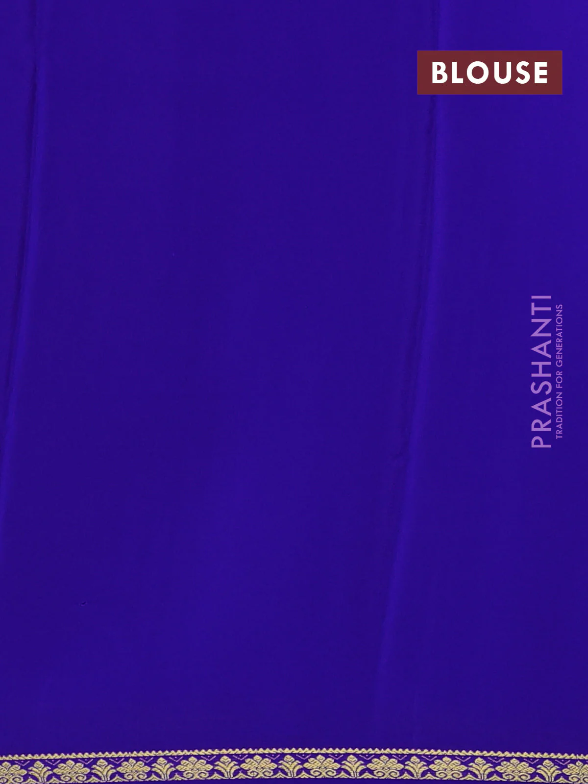 Pure mysore silk saree royal blue with plain body and small zari woven border - Image 3