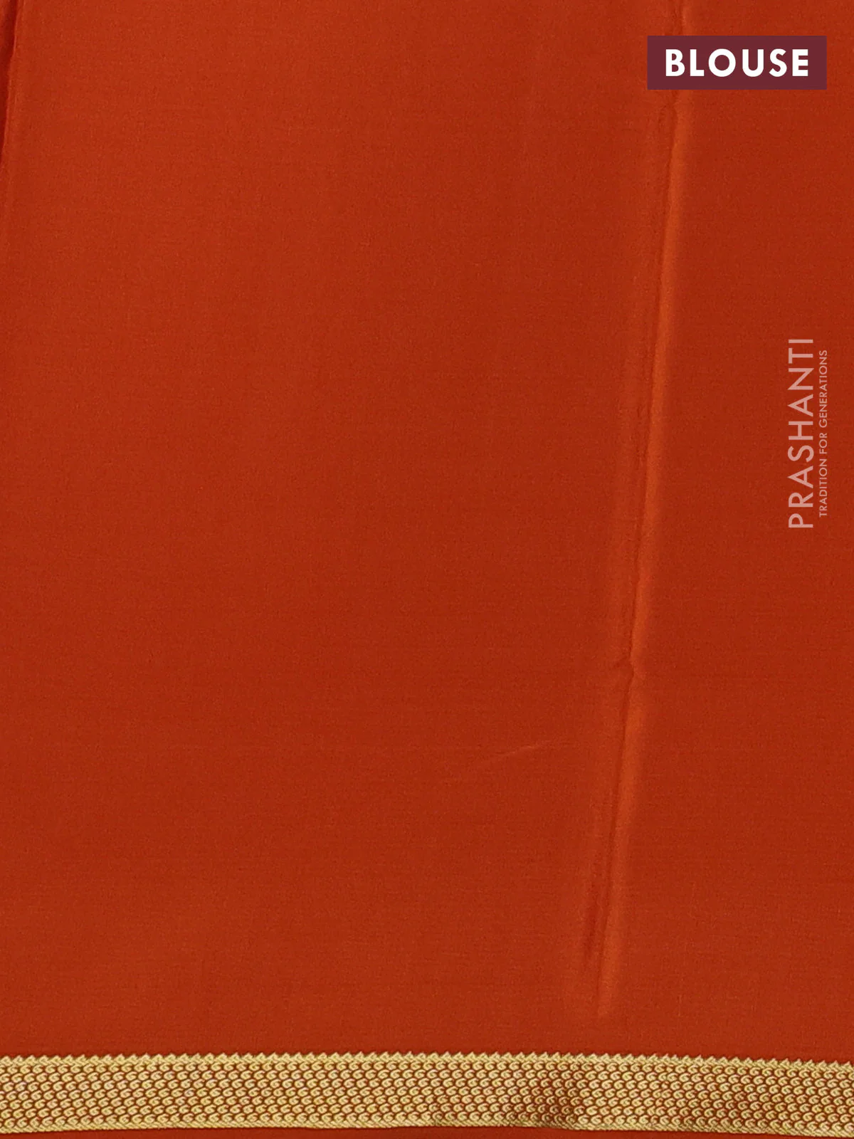 Pure mysore silk saree rustic orange with allover zari woven checked pattern and zari woven border - Image 3