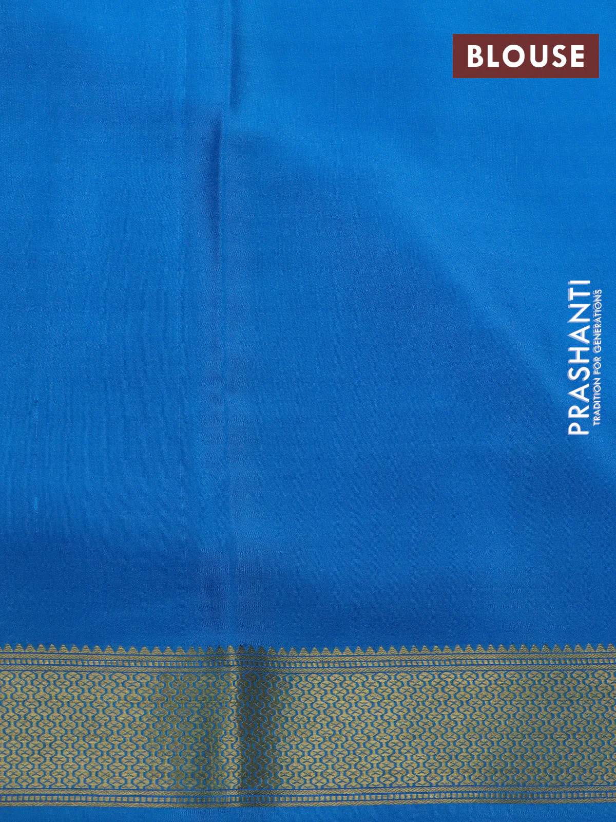 Pure mysore silk saree sandal and light green cs blue with allover zari checked pattern and long kalamkari printed zari border - Image 4