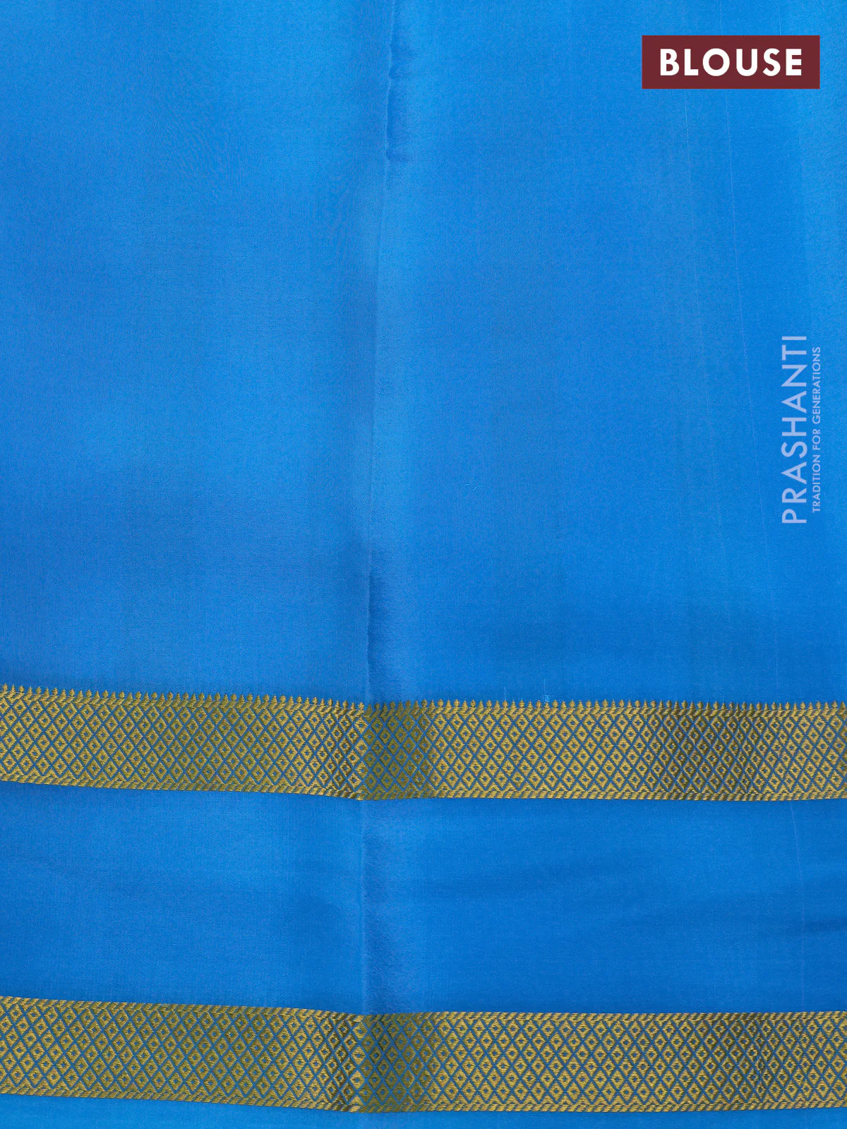 Pure mysore silk saree teal and cs blue shade with allover checks & geometric prints and rettapet zari woven border - Image 4