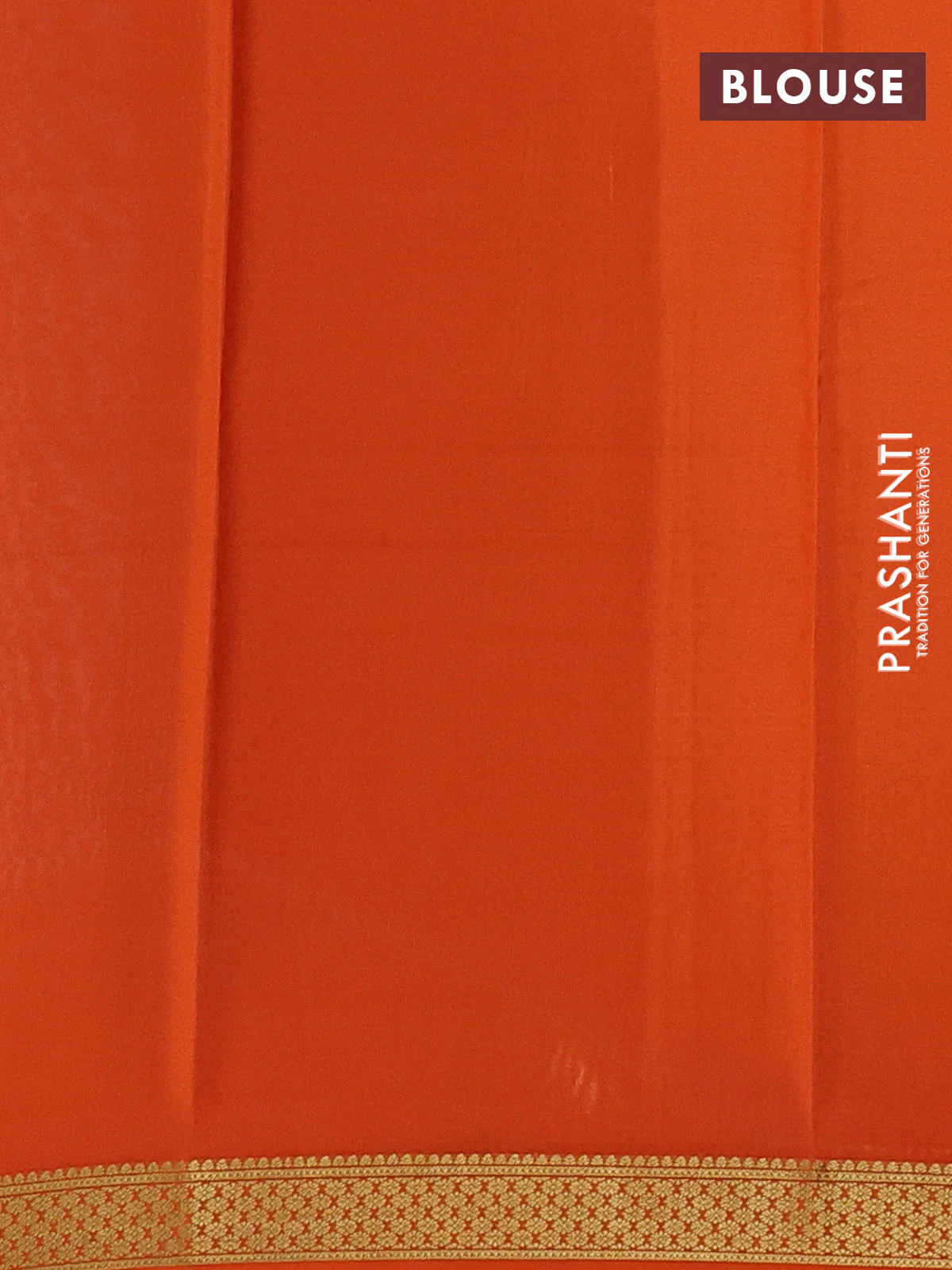 Pure mysore silk saree teal blue and orange with plain body and zari woven border - Image 3
