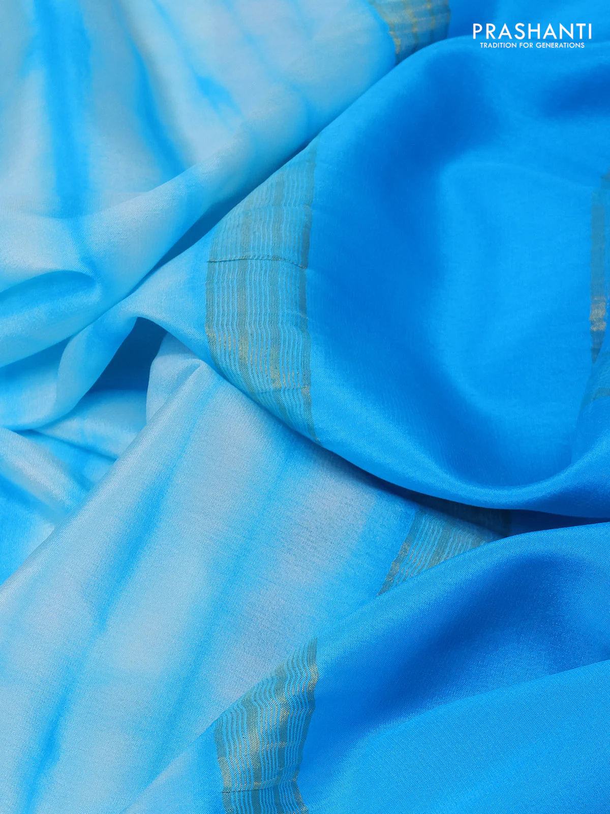 Pure mysore silk saree teal blue with allover shibori prints and rettapet zari woven border - Image 3