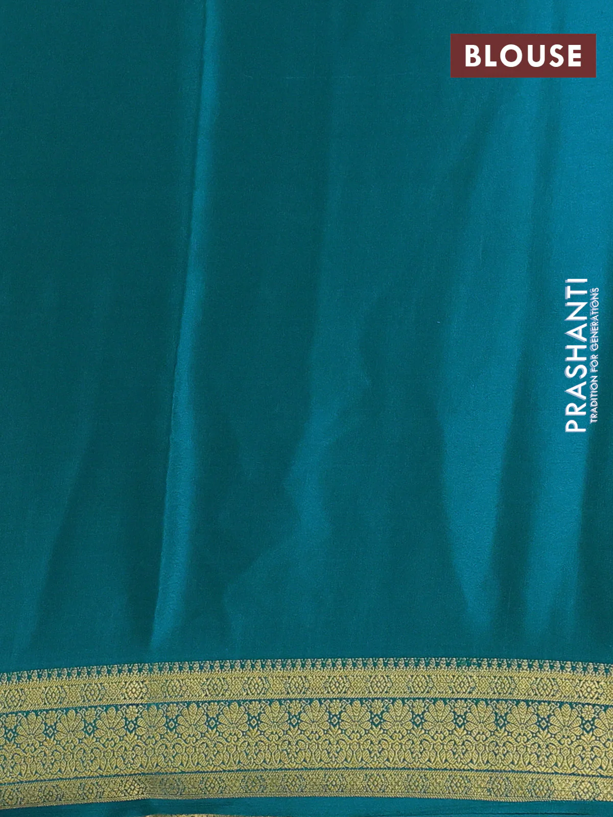 Pure mysore silk saree teal blue with allover zari woven buttas and zari woven border - Image 3