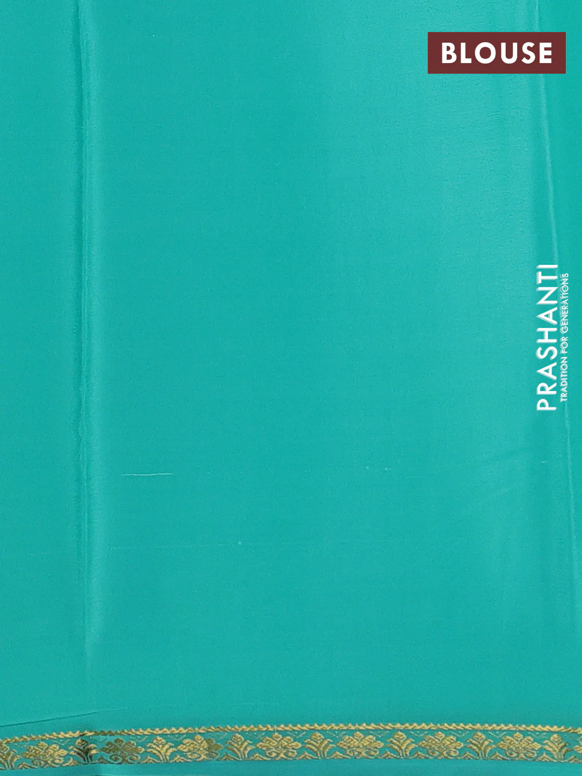 Pure mysore silk saree teal blue with plain body and small zari woven border - Image 3