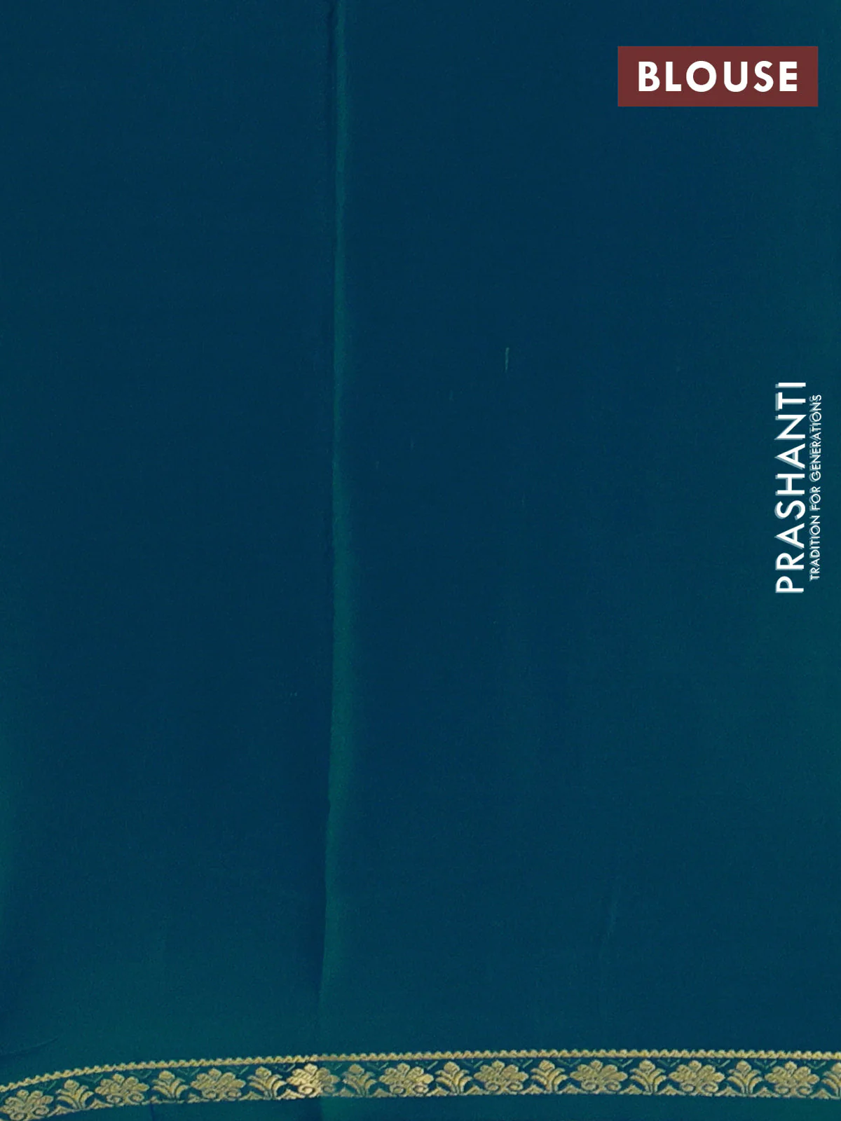 Pure mysore silk saree teal blue with plain body and small zari woven border - Image 3