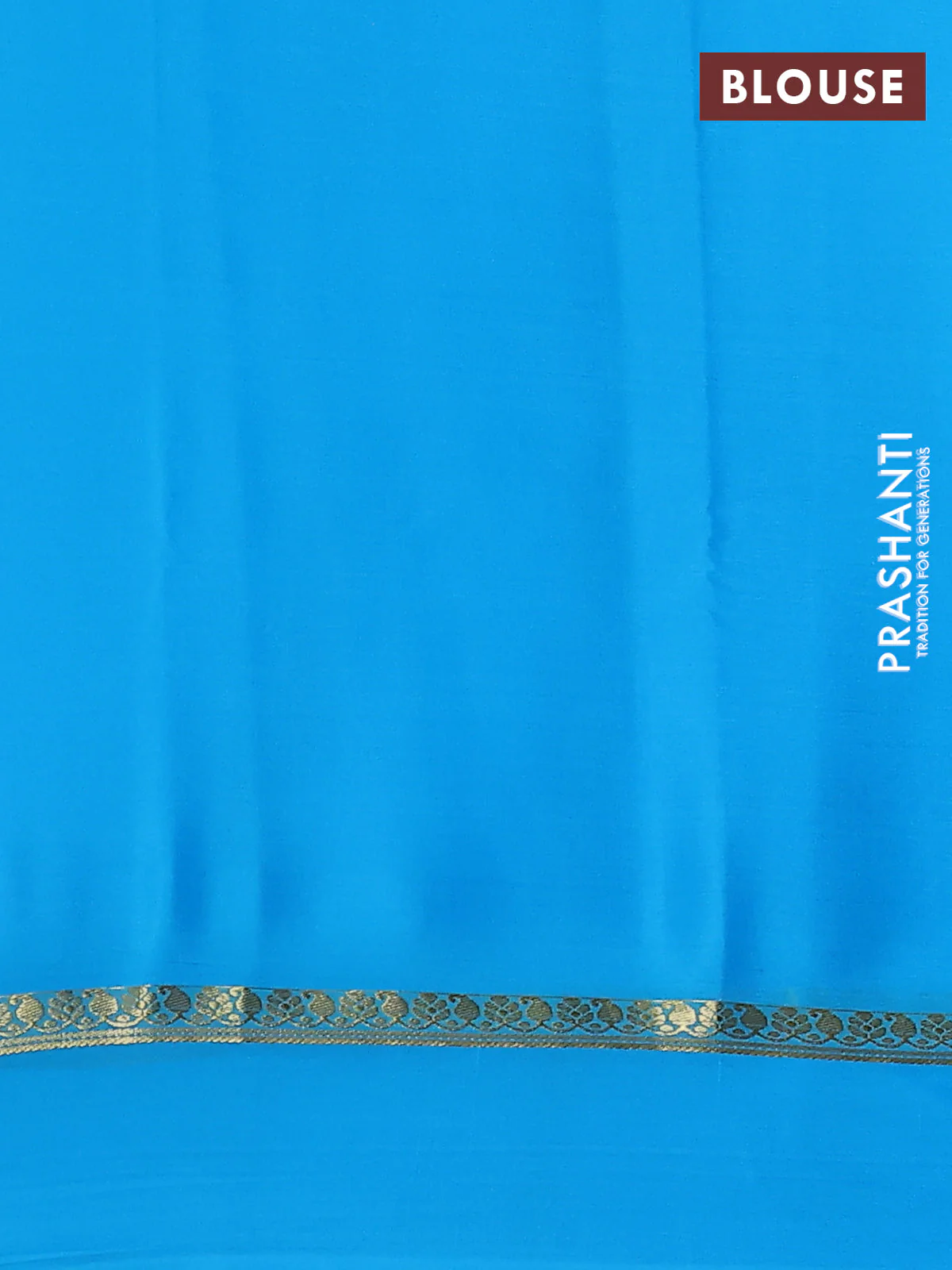Pure mysore silk saree teal blue with zari woven buttas and zari woven simple border - Image 3