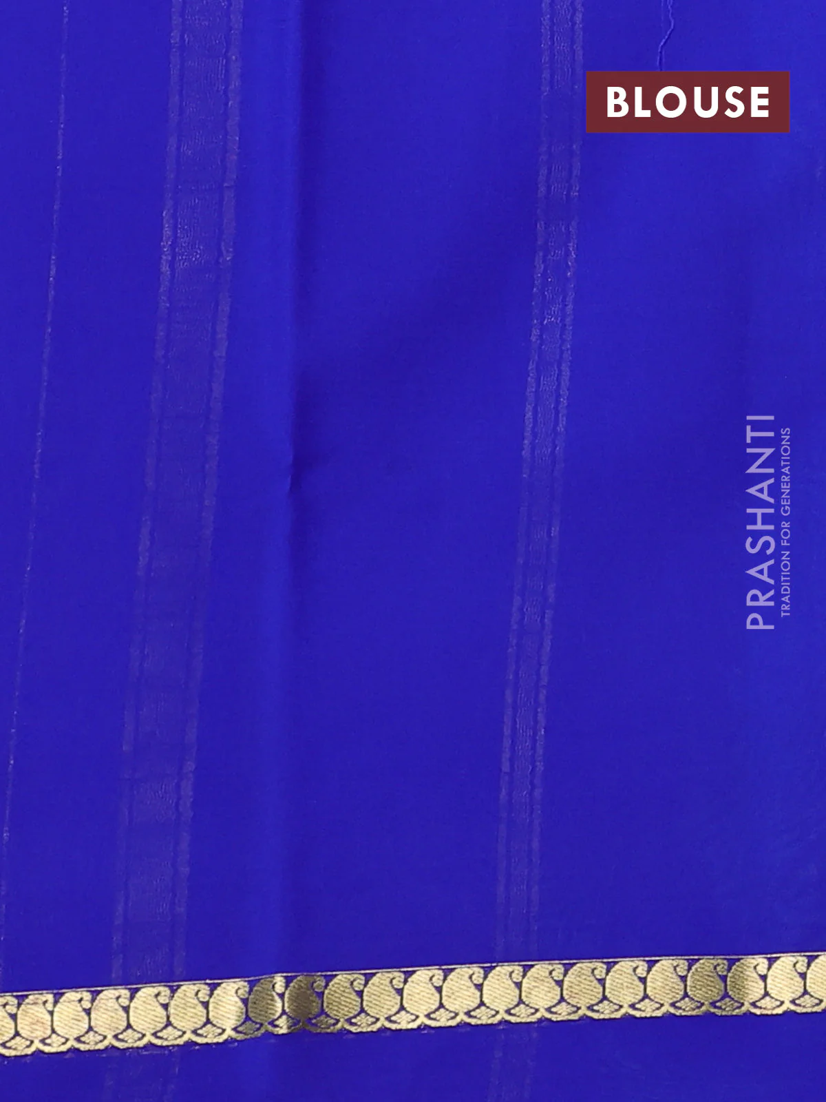 Pure mysore silk saree teal green and blue with allover zari checks & buttas and paisley zari woven simple border - Image 3
