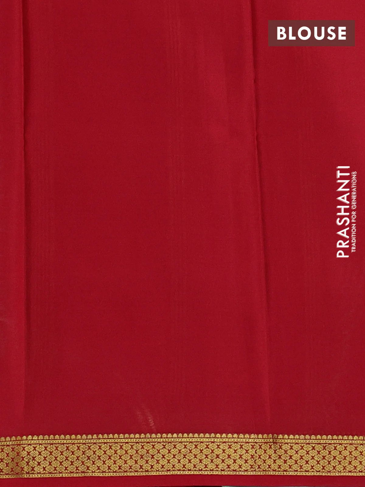 Pure mysore silk saree teal green and red with plain body and zari woven border - Image 3