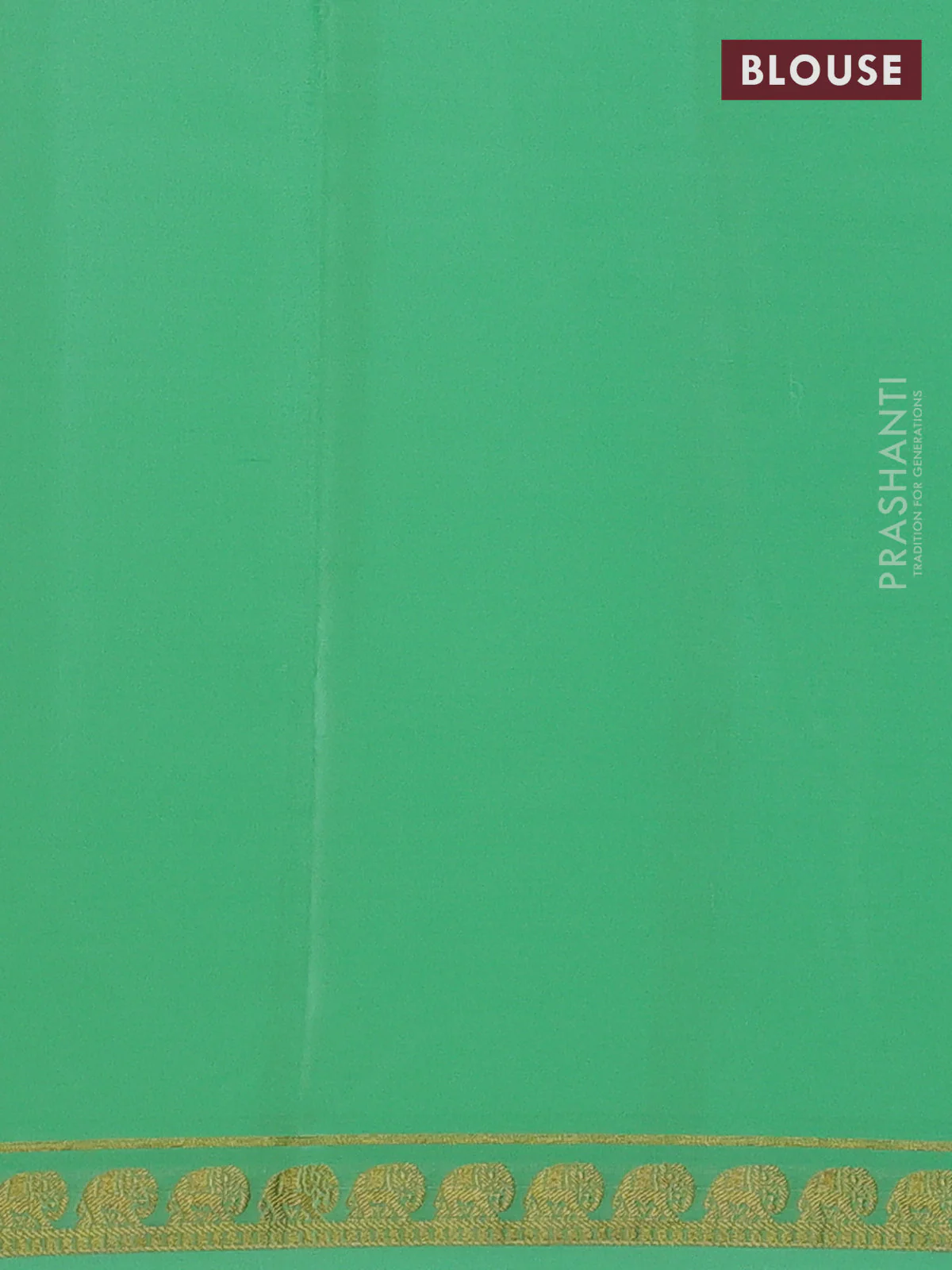 Pure mysore silk saree teal green with plain body and elephant zari woven border - Image 3