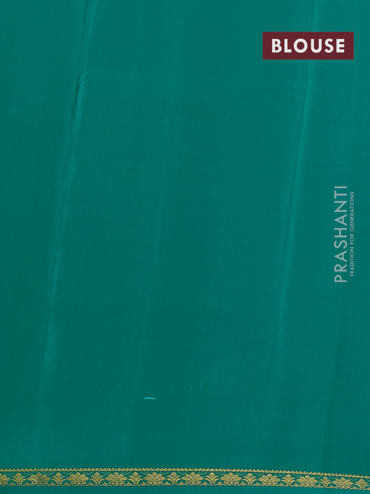 Pure mysore silk saree teal green with plain body and small zari woven border - Image 3