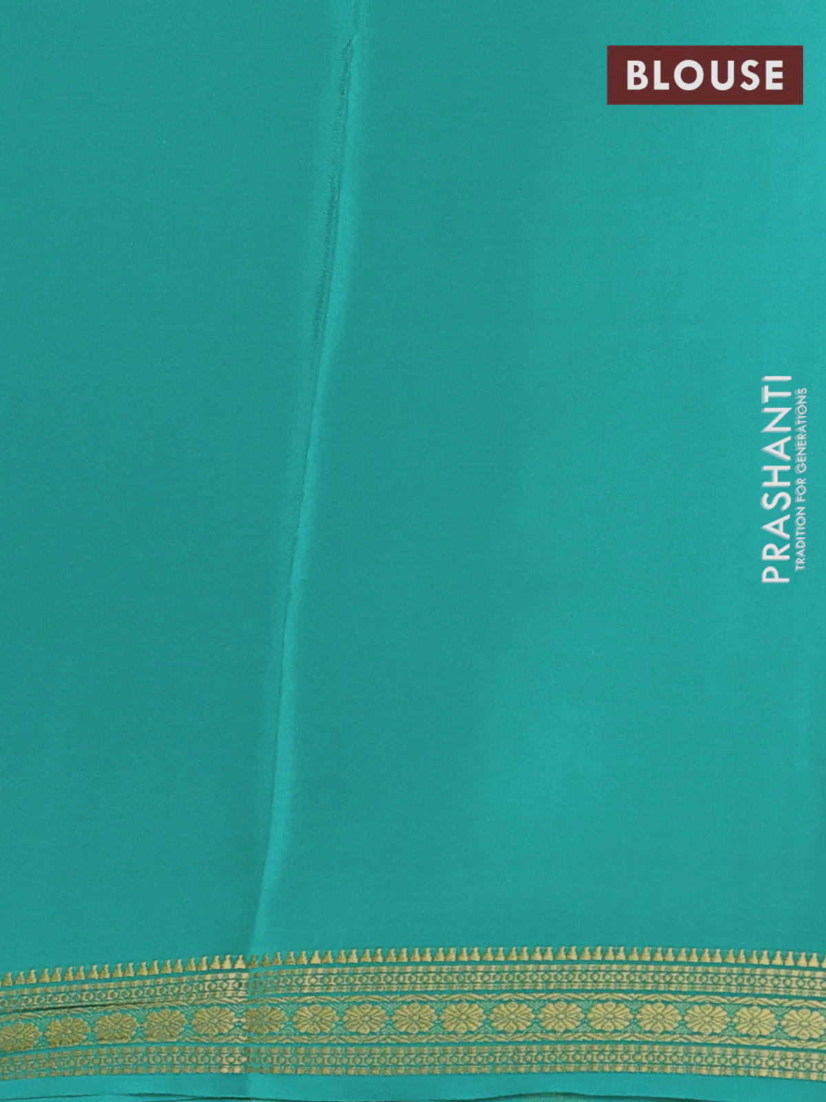 Pure mysore silk saree teal green with plain body and zari woven border - Image 3