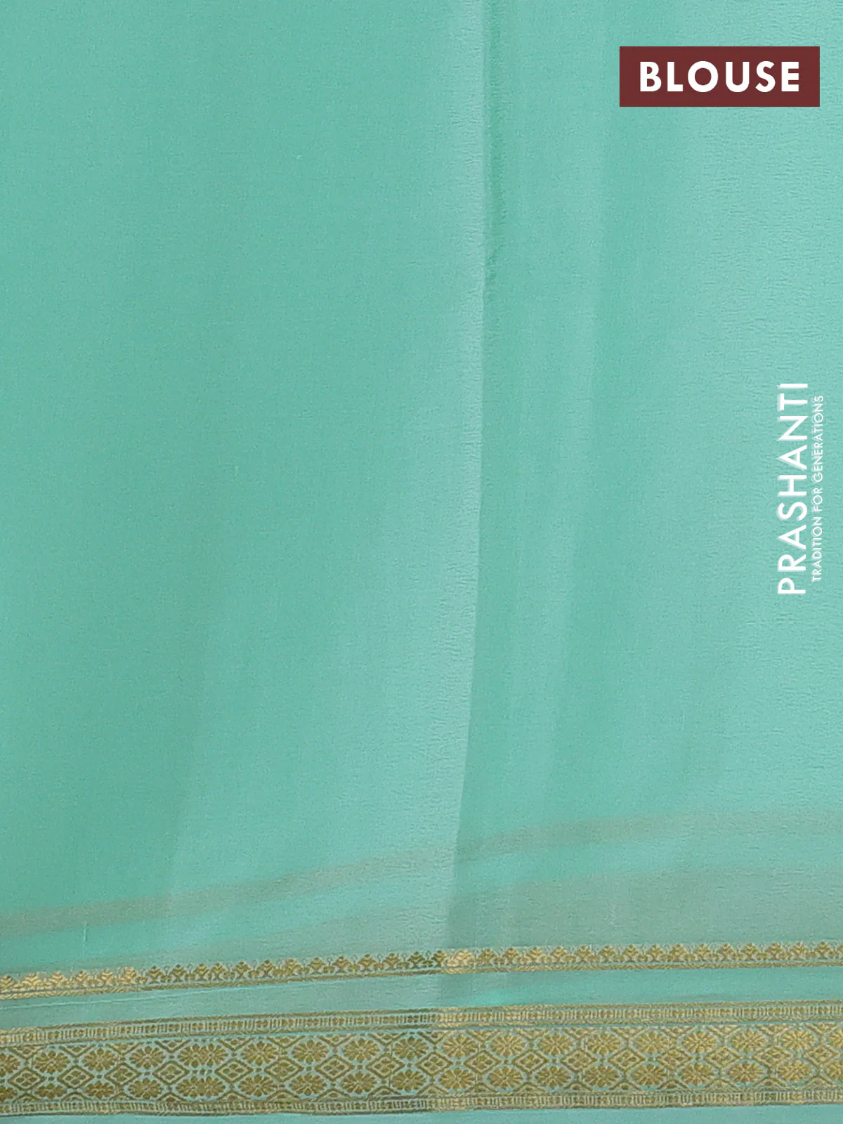 Pure mysore silk saree teal shade with plain body and zari woven border - Image 3