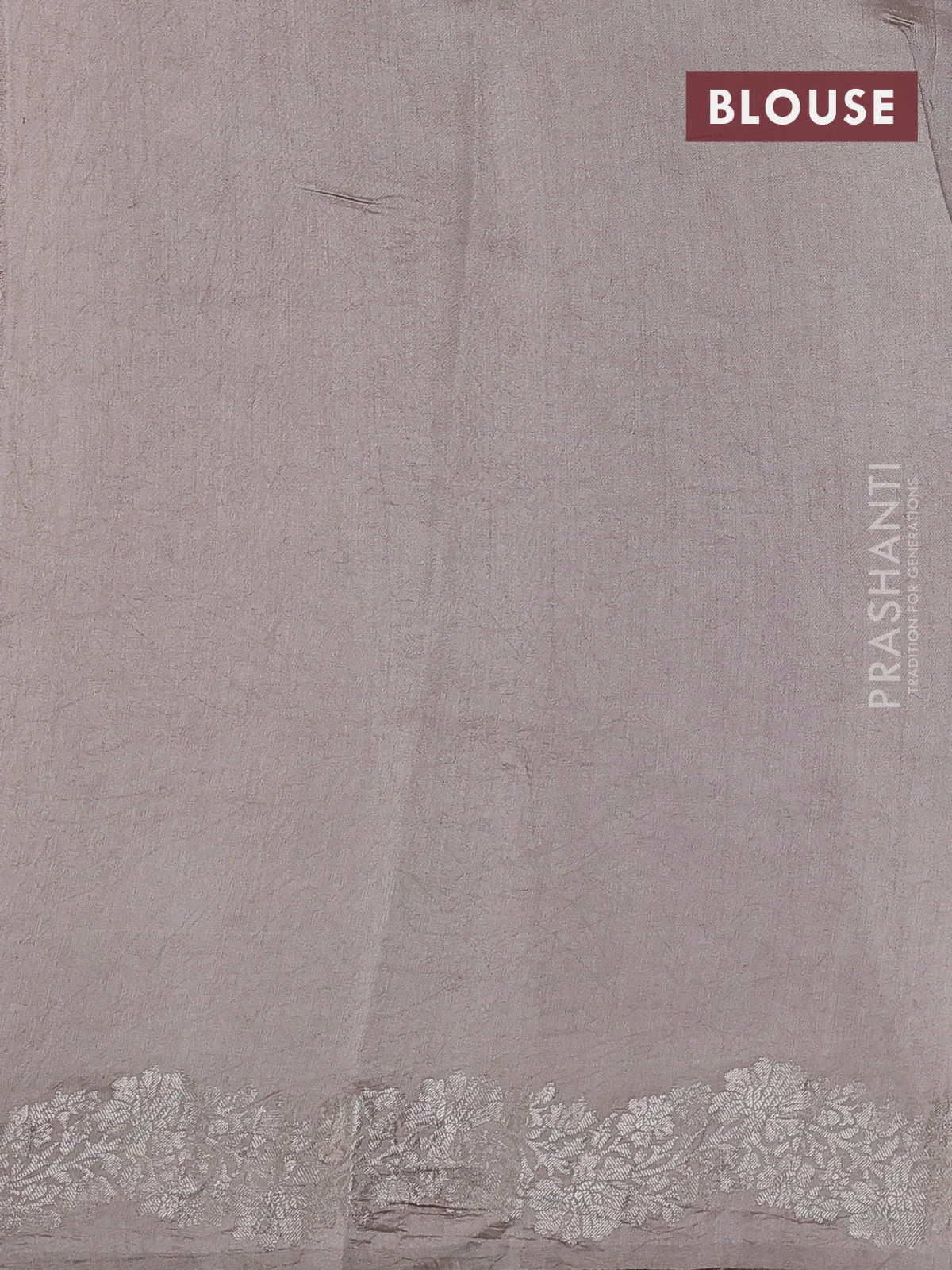 Pure organza partly silk saree beige and pastel peach with silver zari stripe pattern and silver zari woven border - Image 4