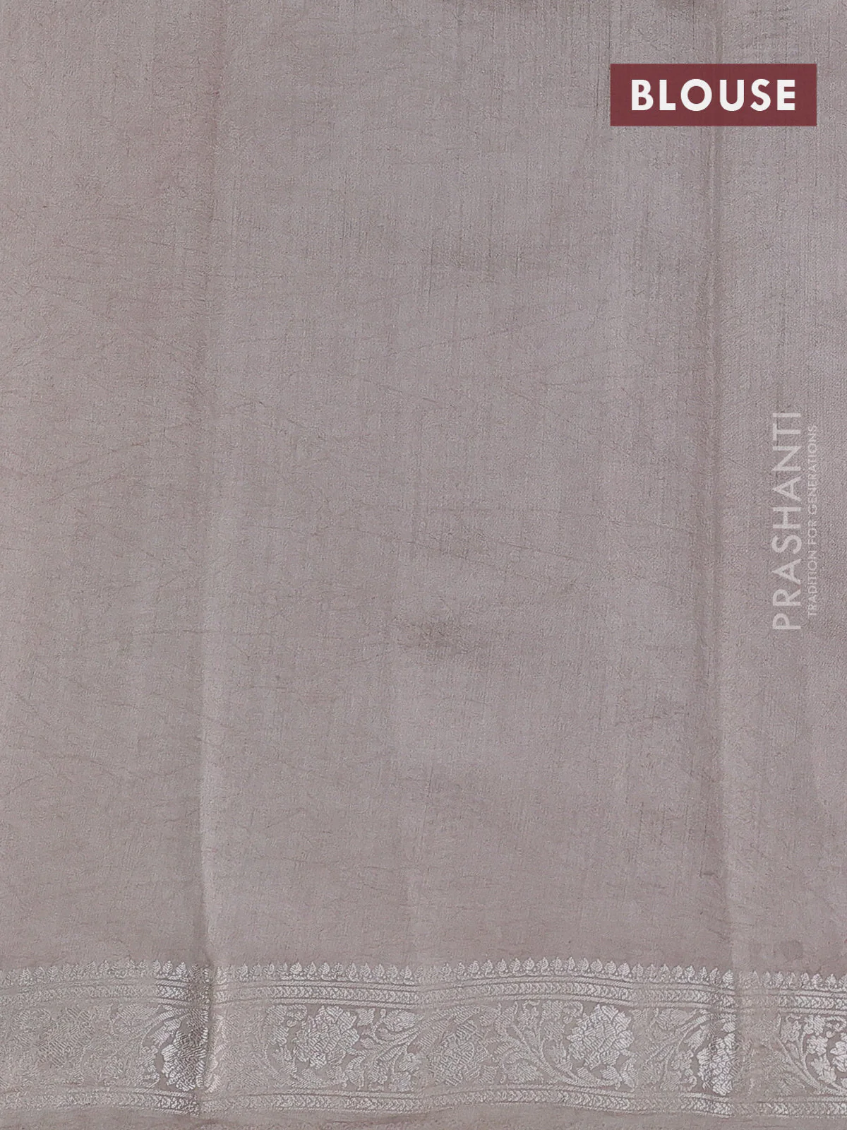 Pure organza partly silk saree grey shade and paste peach with allover silver zari weaves and silver zari woven border - Image 4