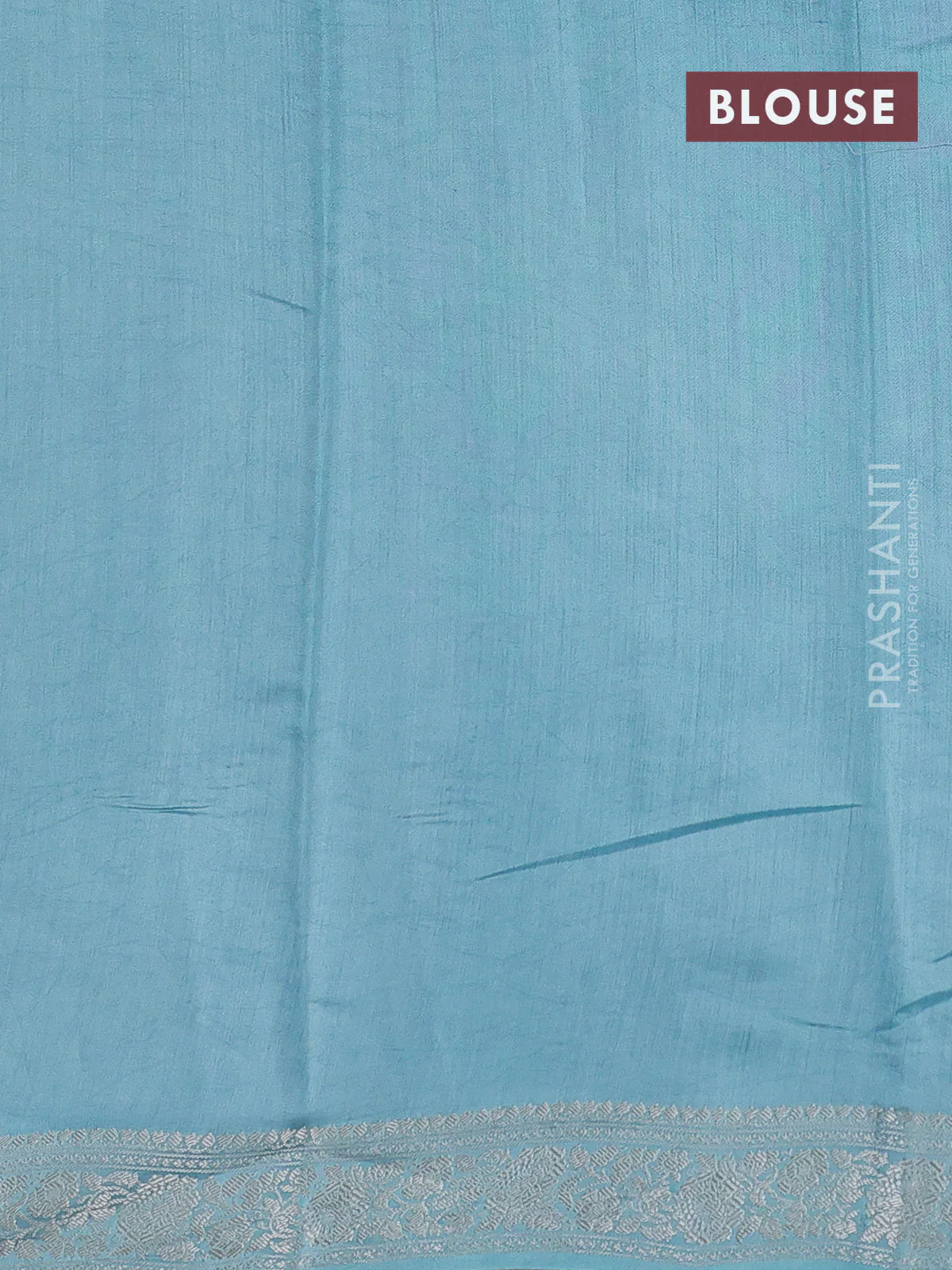 Pure organza partly silk saree pastel blue with allover silver zari weaves and silver zari woven border - Image 4