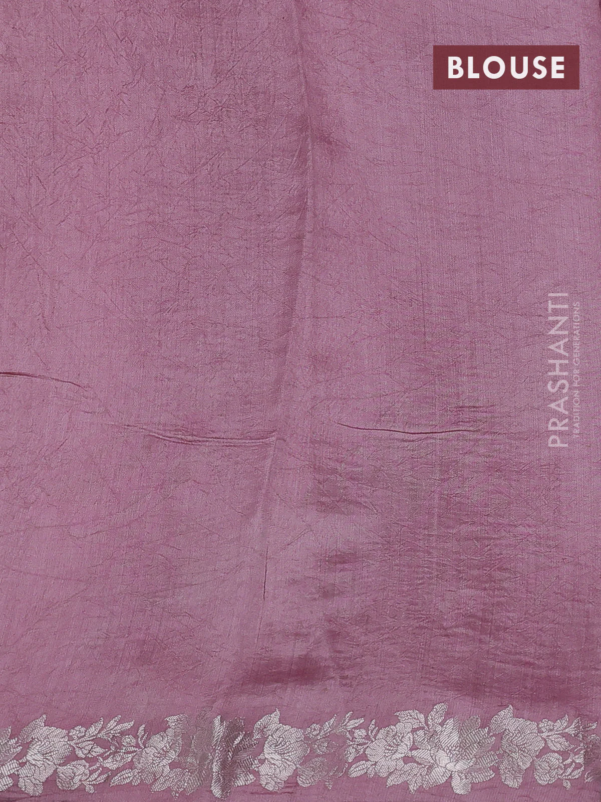 Pure organza partly silk saree pastel pink and pastel peach with silver zari stripe pattern and silver zari woven floral border - Image 4