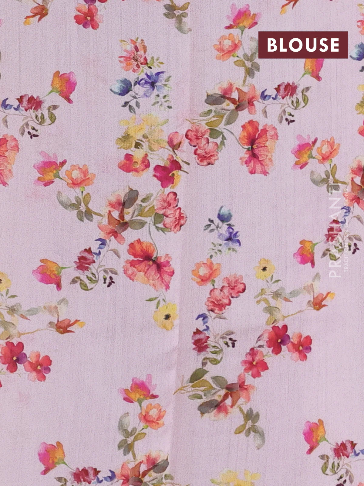 Pure organza silk saree baby pink with allover zari strip & floral digital prints and floral digital printed border - Image 3