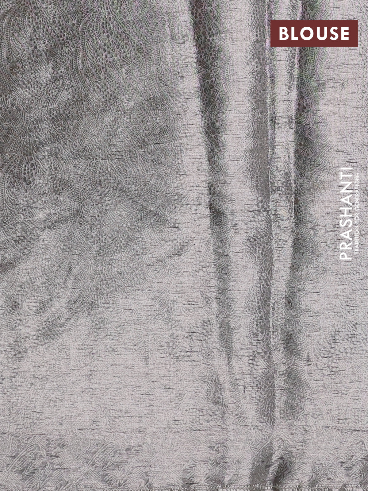 Pure organza silk saree black with allover silver zari weaves and floral embroidery border - Image 3