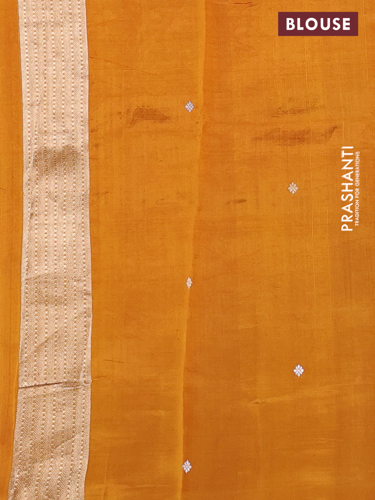 Pure organza silk saree dark mustard with allover zari woven stripes pattern in borderless style - Image 4