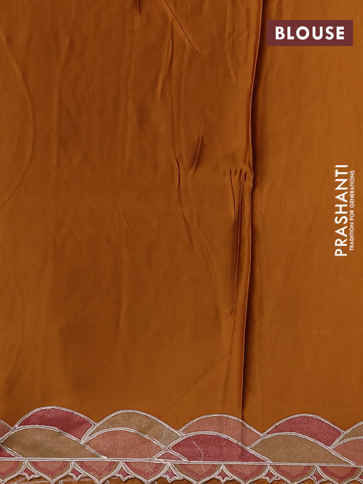 Pure organza silk saree dark mustard with prints & pita work - Image 3