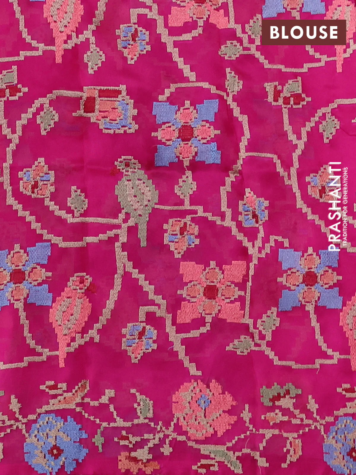 Pure organza silk saree magenta pink with plain body and embroidery border - Image 3
