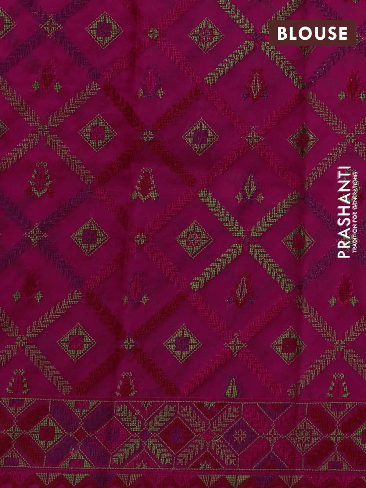 Pure organza silk saree magenta pink with plain body and embroidery work border - Image 3
