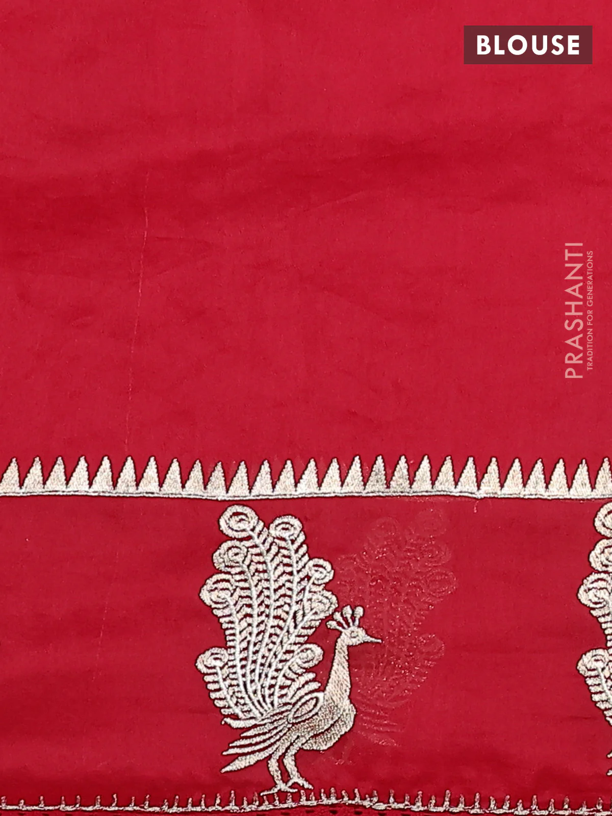 Pure organza silk saree maroon with allover embroidery and zari woven butta border - Image 4