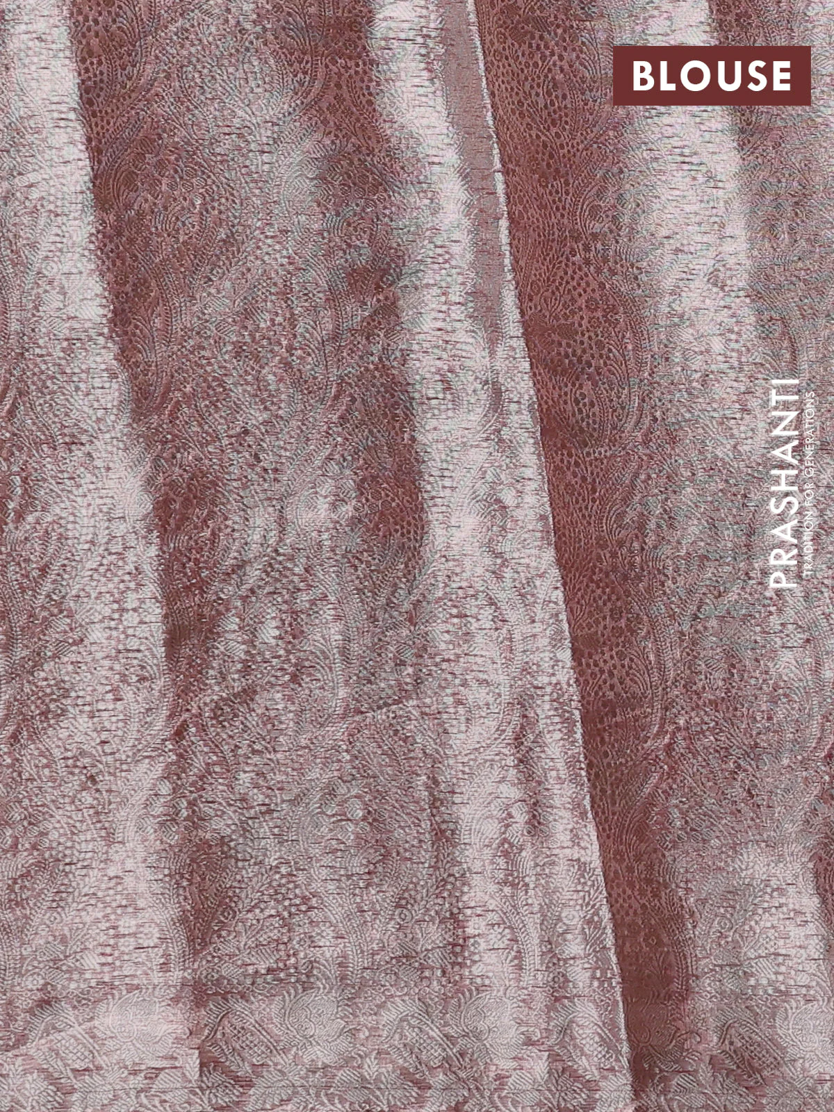 Pure organza silk saree maroon with allover silver zari weaves and floral embroidery border - Image 3