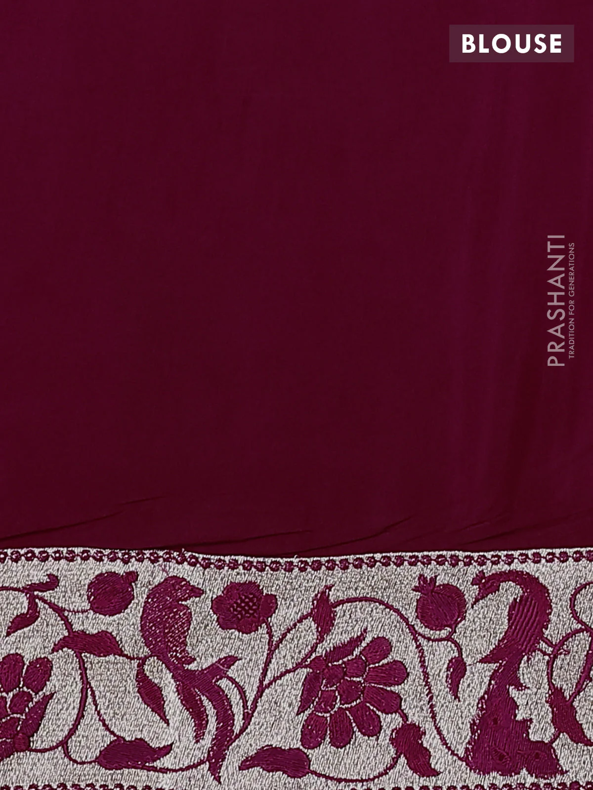 Pure organza silk saree maroon with annam zari woven buttas and peacock design zari woven border - Image 4