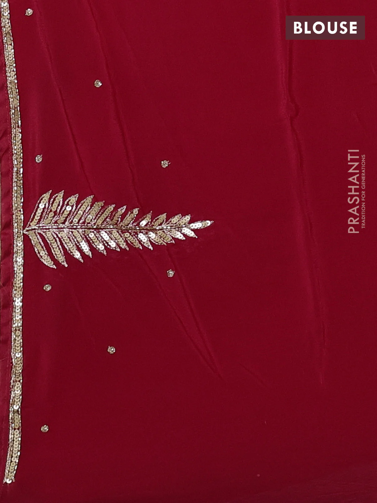 Pure organza silk saree maroon with embroidery zari buttas and sequin embroidered border - Image 3