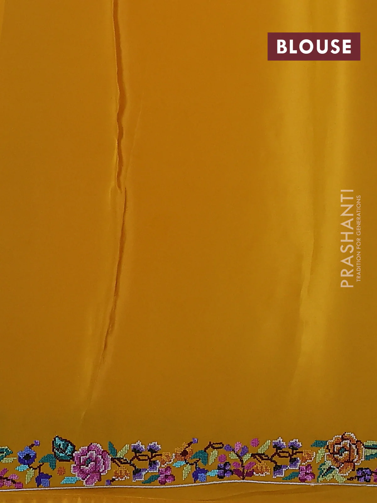 Pure organza silk saree mustard yellow with embroidery buttas and convent embroidery border - Image 3