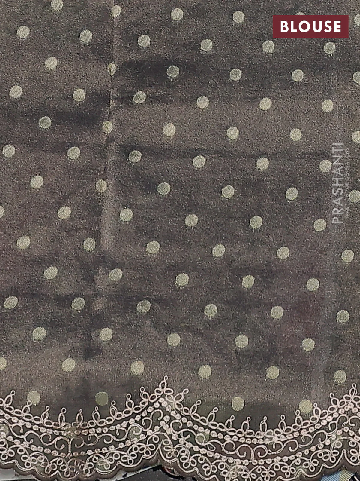 Pure organza silk saree navy blue with floral digital prints & pita work and pita work border - Image 4