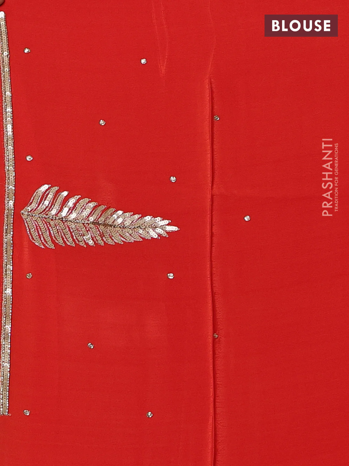 Pure organza silk saree orange with embroidery zari buttas and sequin embroidered border - Image 3