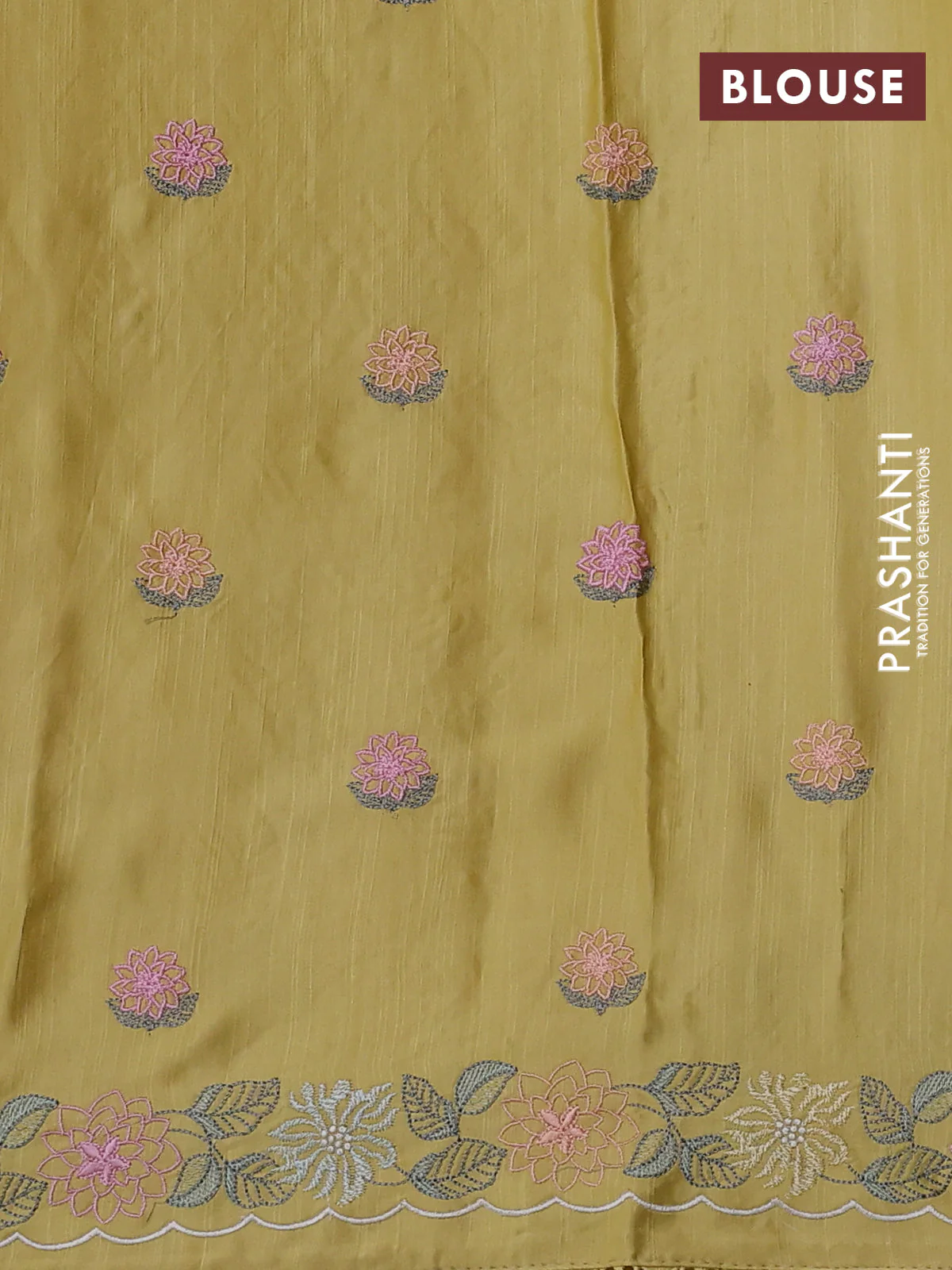 Pure organza silk saree pale yellow with allover applique work and lace work border - Image 3