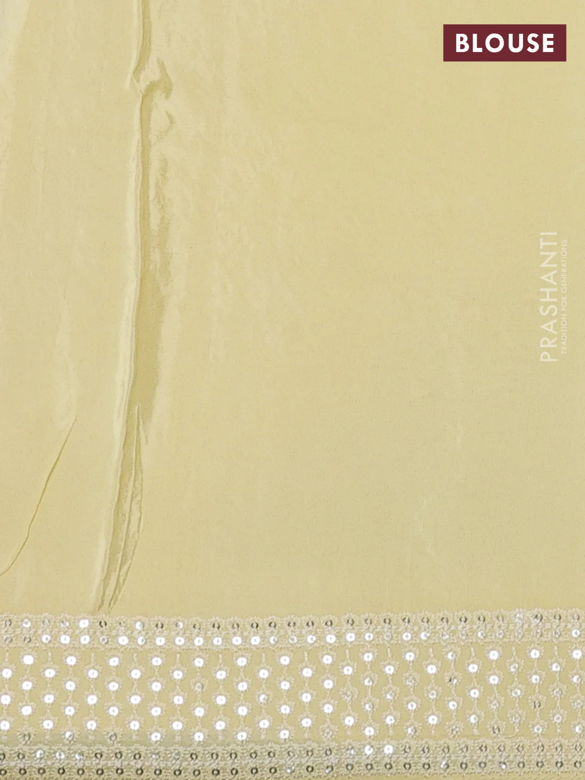 Pure organza silk saree pale yellow with allover sequin work in borderless style - Image 3