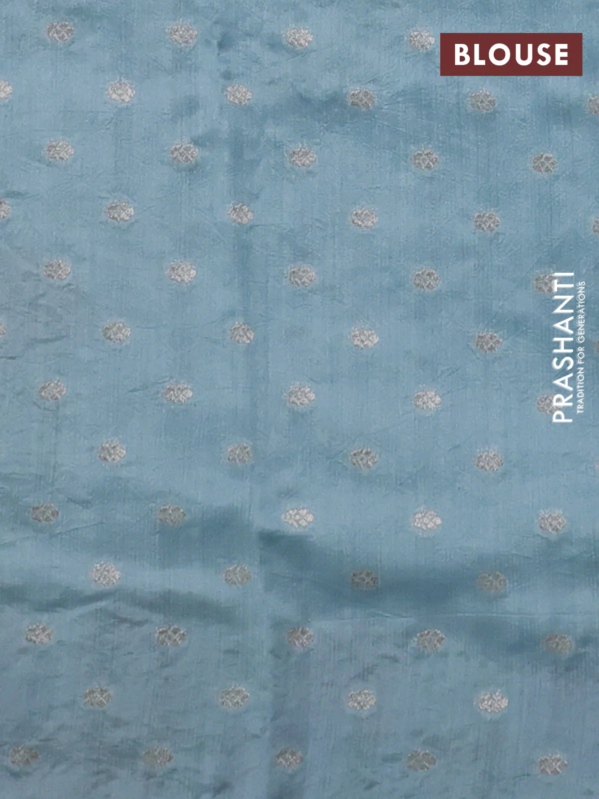 Pure organza silk saree pastel blue with floral embroidery buttas and floral embroidery border - Image 3
