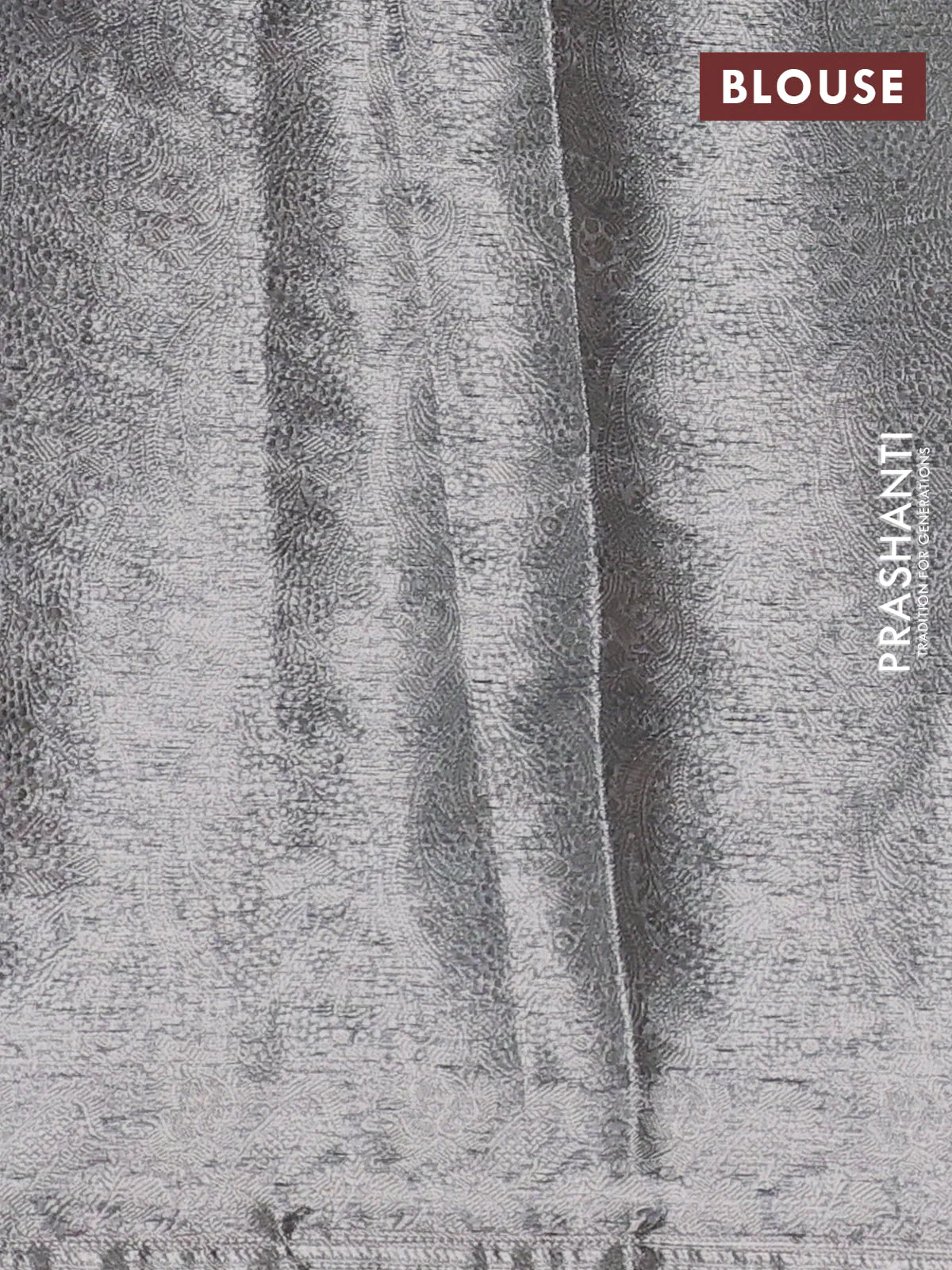 Pure organza silk saree peacock blue and peach pink with allover silver zari weaves and floral embroidery border - Image 3
