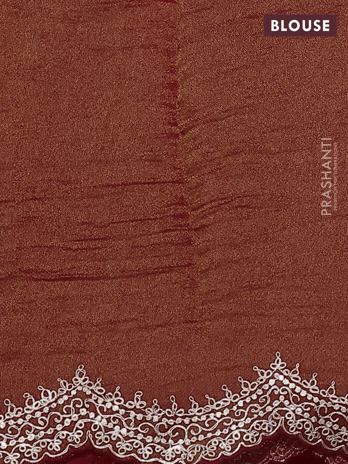 Pure organza silk saree red with allover prints & pita work and embroidery border - Image 4