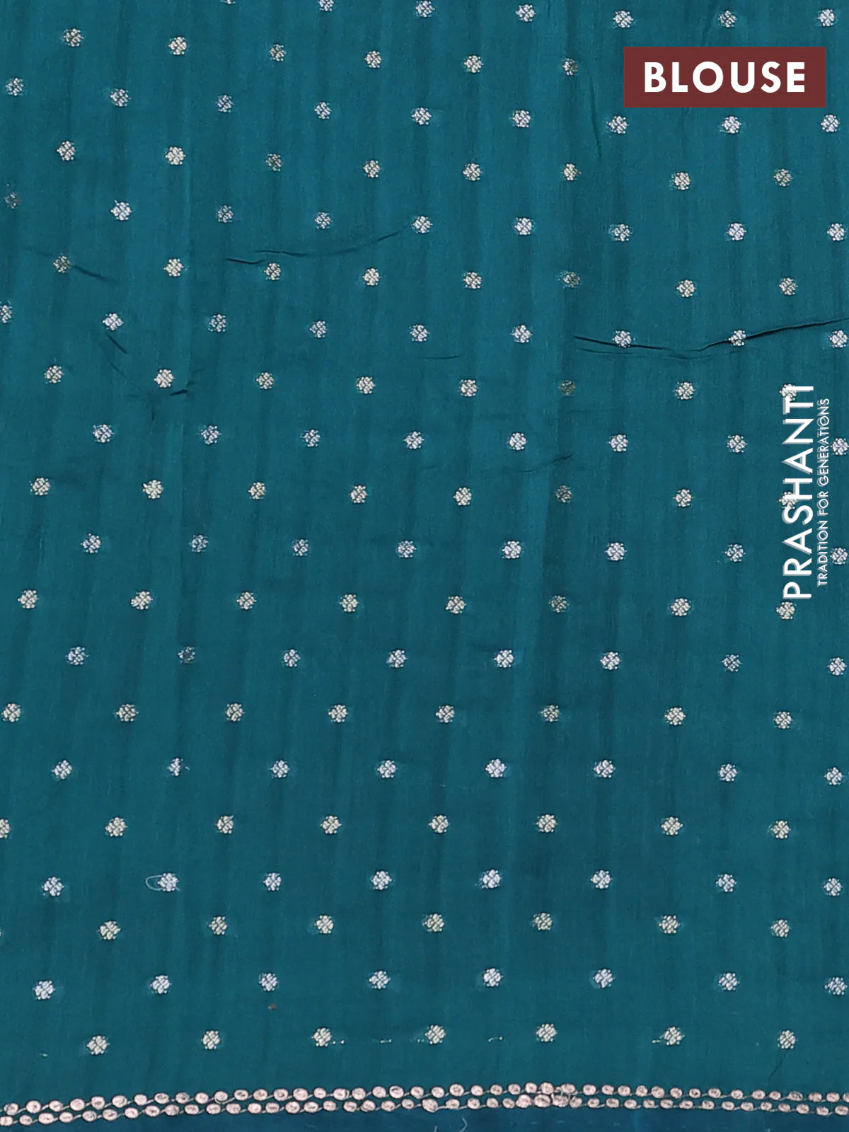Pure organza silk saree teal green with floral embroidery & pita work - Image 3