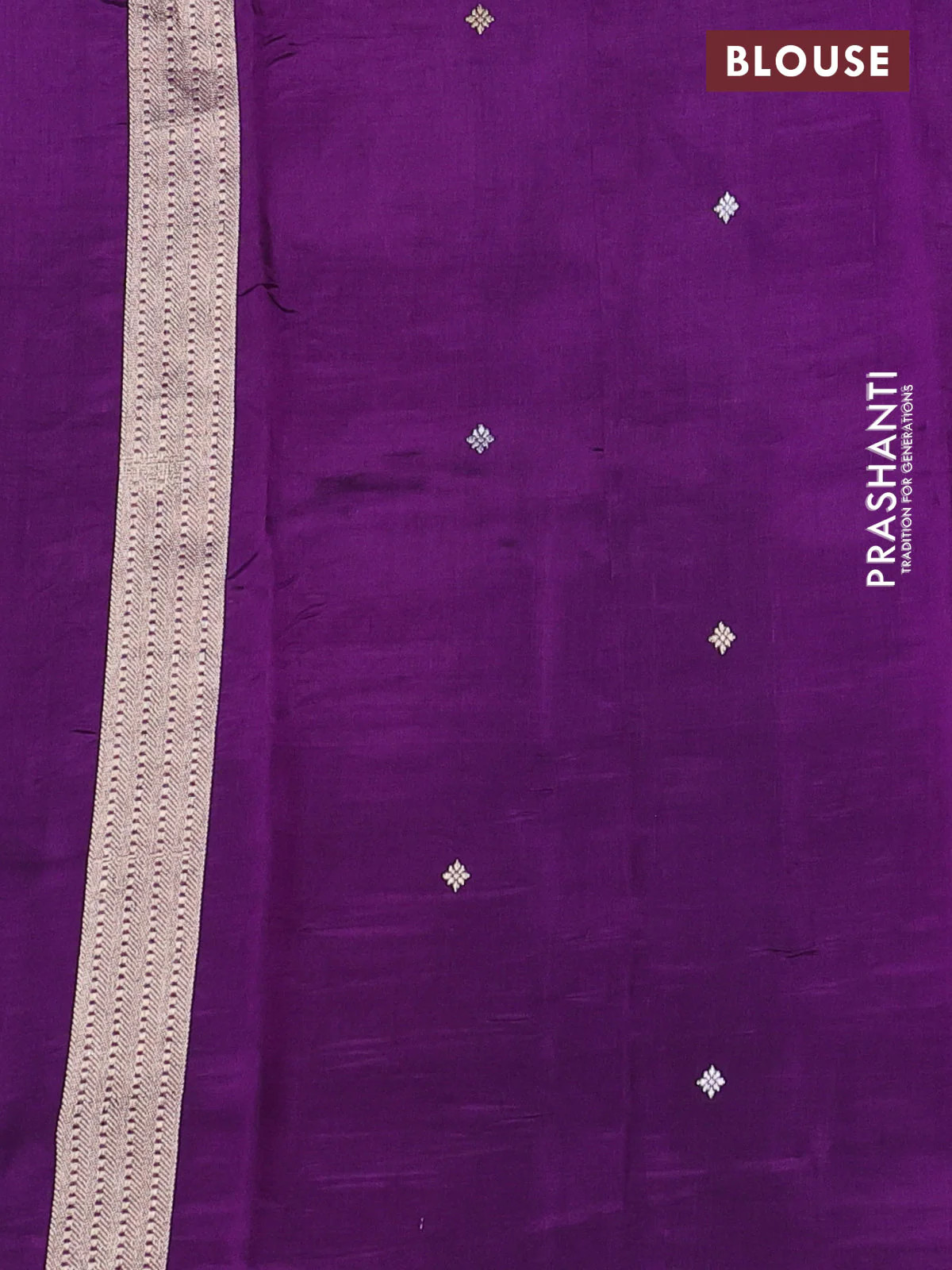 Pure organza silk saree violet and purple with allover zari woven stripes pattern in borderless style - Image 4