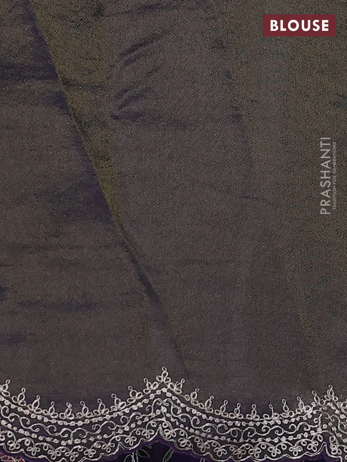 Pure organza silk saree violet with allover prints & pita work and embroidery border - Image 4