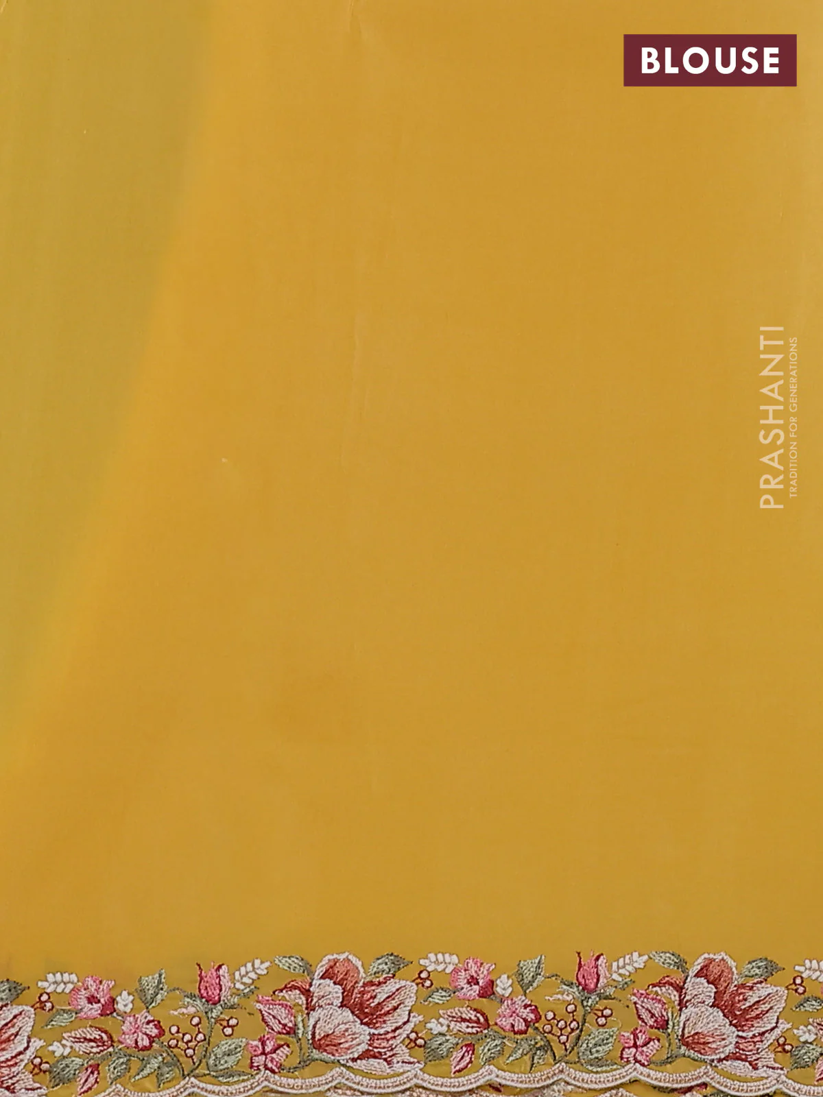 Pure organza silk saree yellow with embroidery work buttas and floral design embroidery border - Image 3