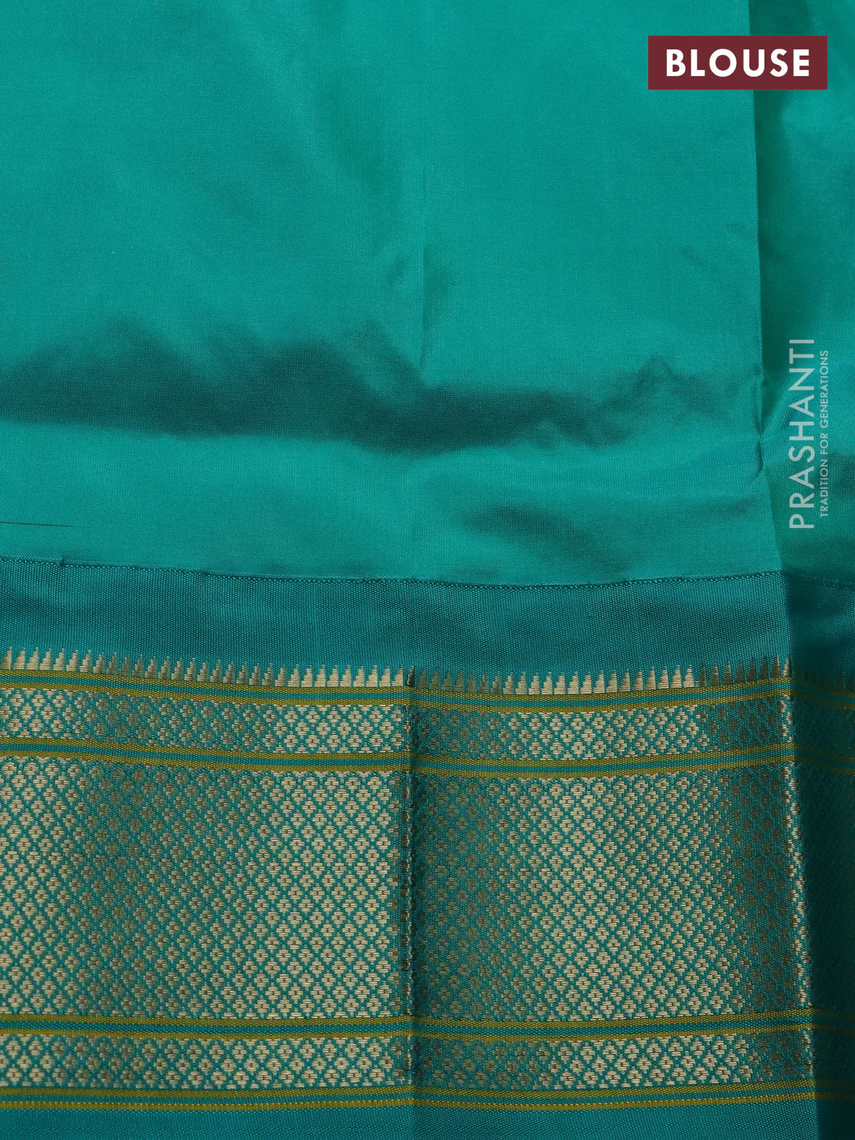 Pure paithani silk saree dual shade of greyish green and teal green with zari woven buttas and zari woven korvai border - Image 4
