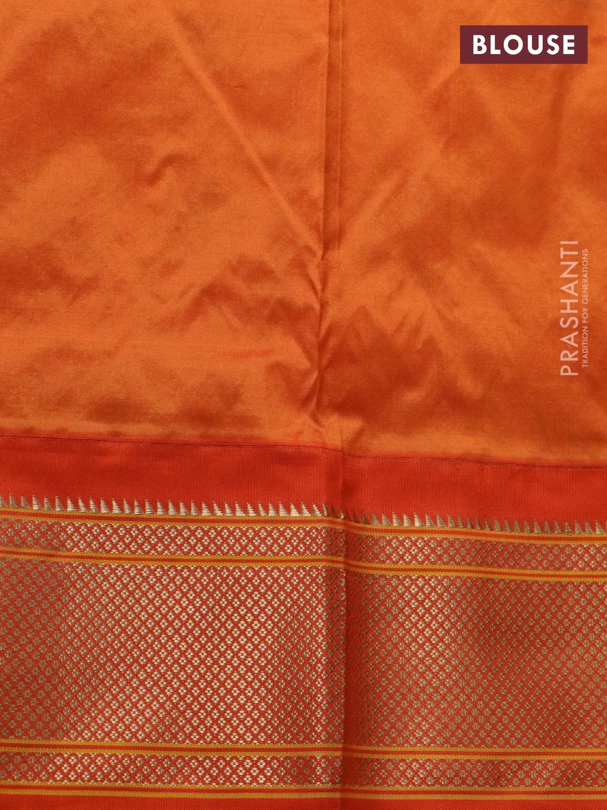 Pure paithani silk saree fluorescent green and orange with zari woven buttas and zari woven korvai border - Image 4