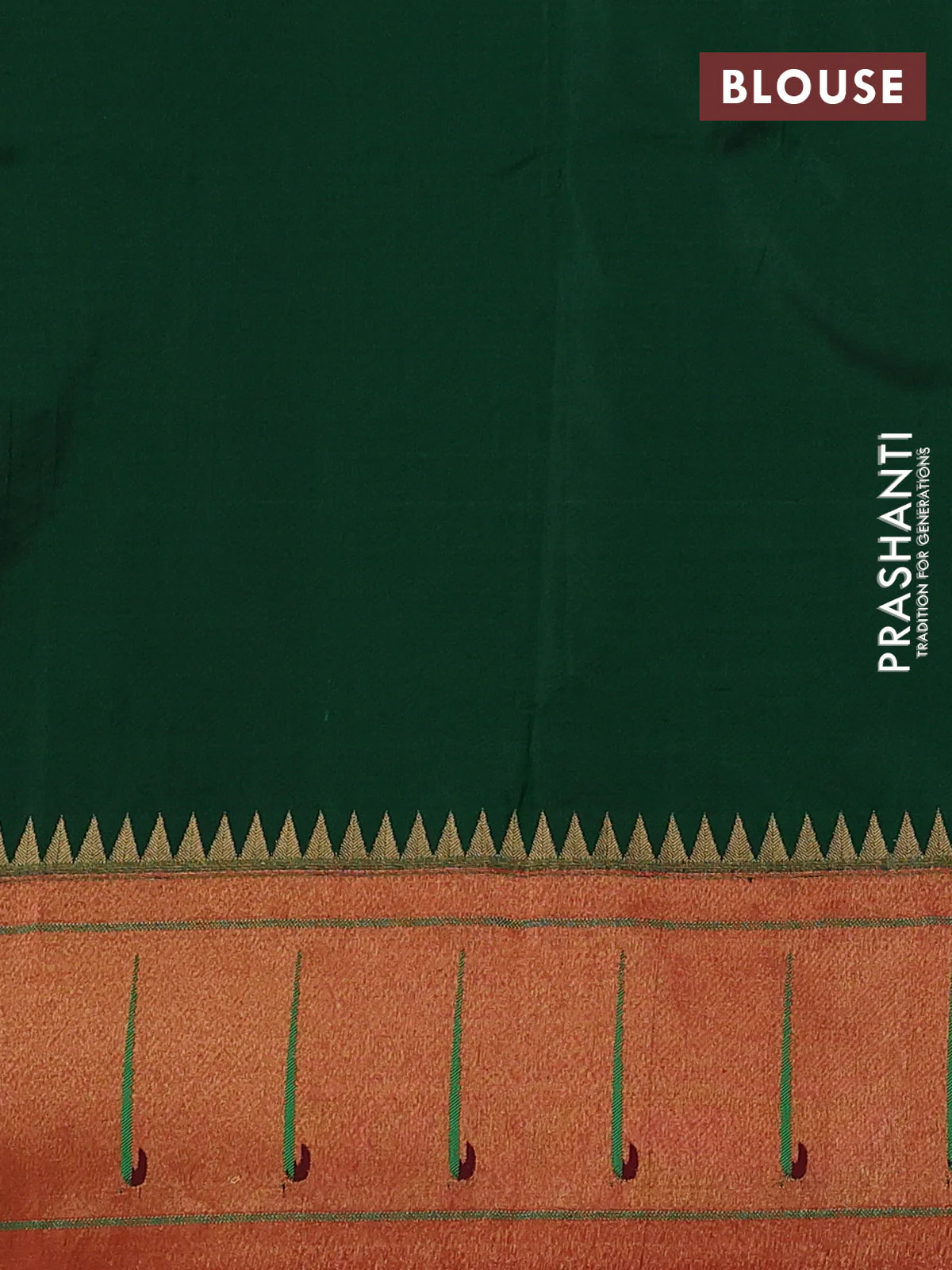 Pure paithani silk saree green and red with allover zari woven buttas and zari woven muniya butta border - Image 4