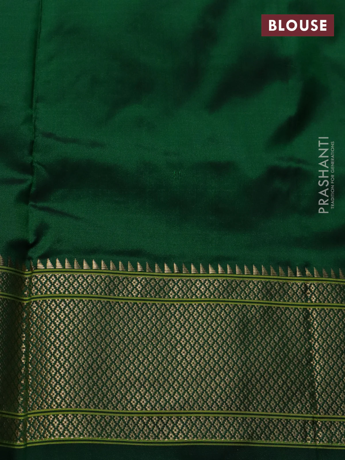 Pure paithani silk saree green with zari woven buttas and zari woven border - Image 4