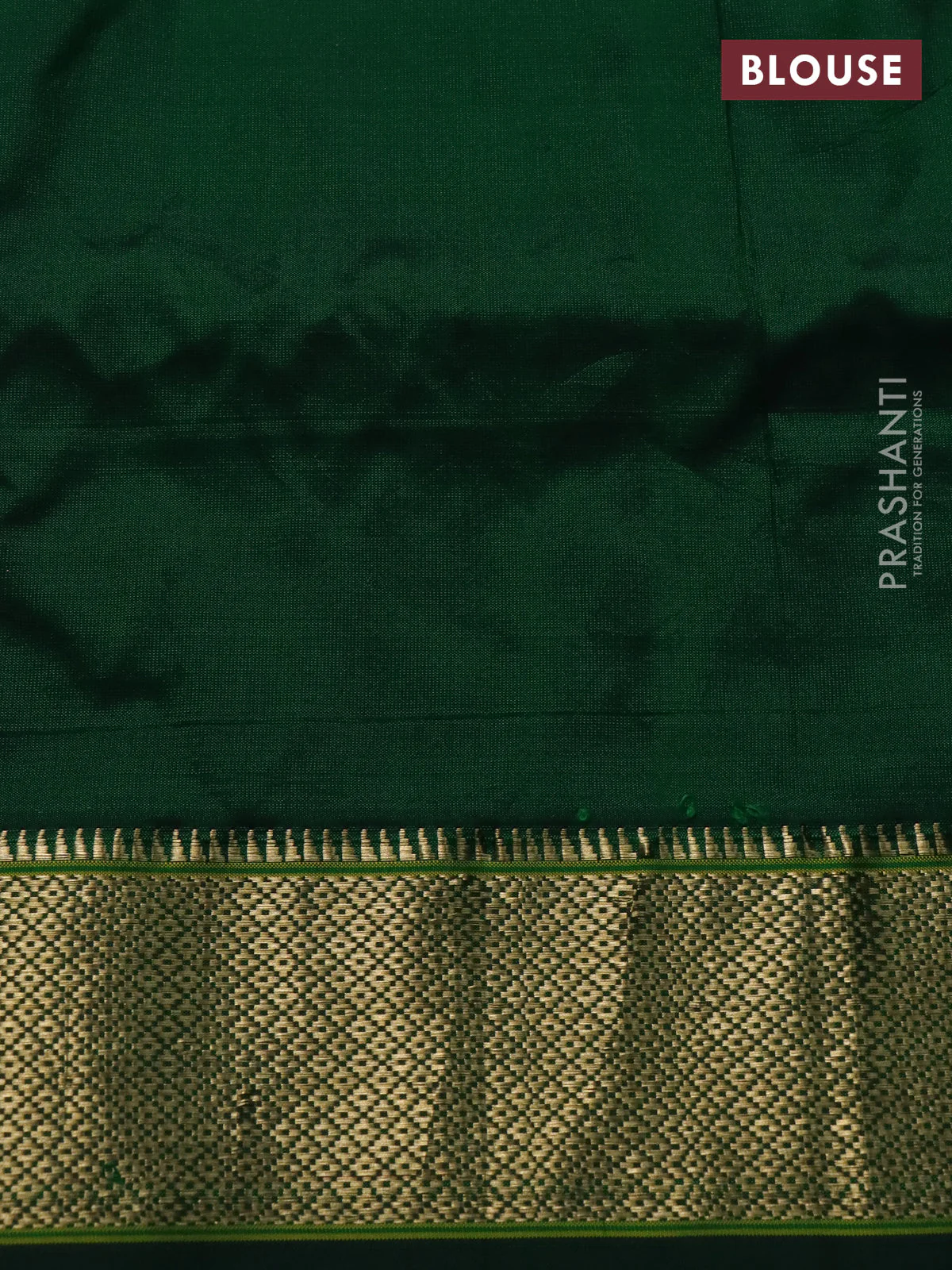 Pure paithani silk saree green with zari woven buttas and zari woven border - Image 4