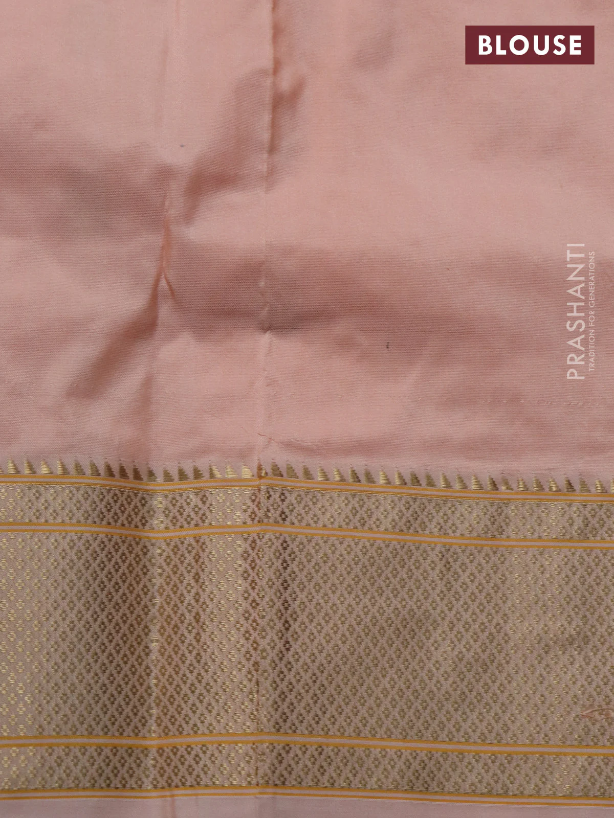 Pure paithani silk saree pale orange with zari woven buttas and zari woven border - Image 4
